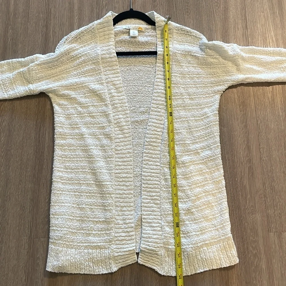 C&C California Women's Cardigan Sweater Small White Knit Open Front Longline